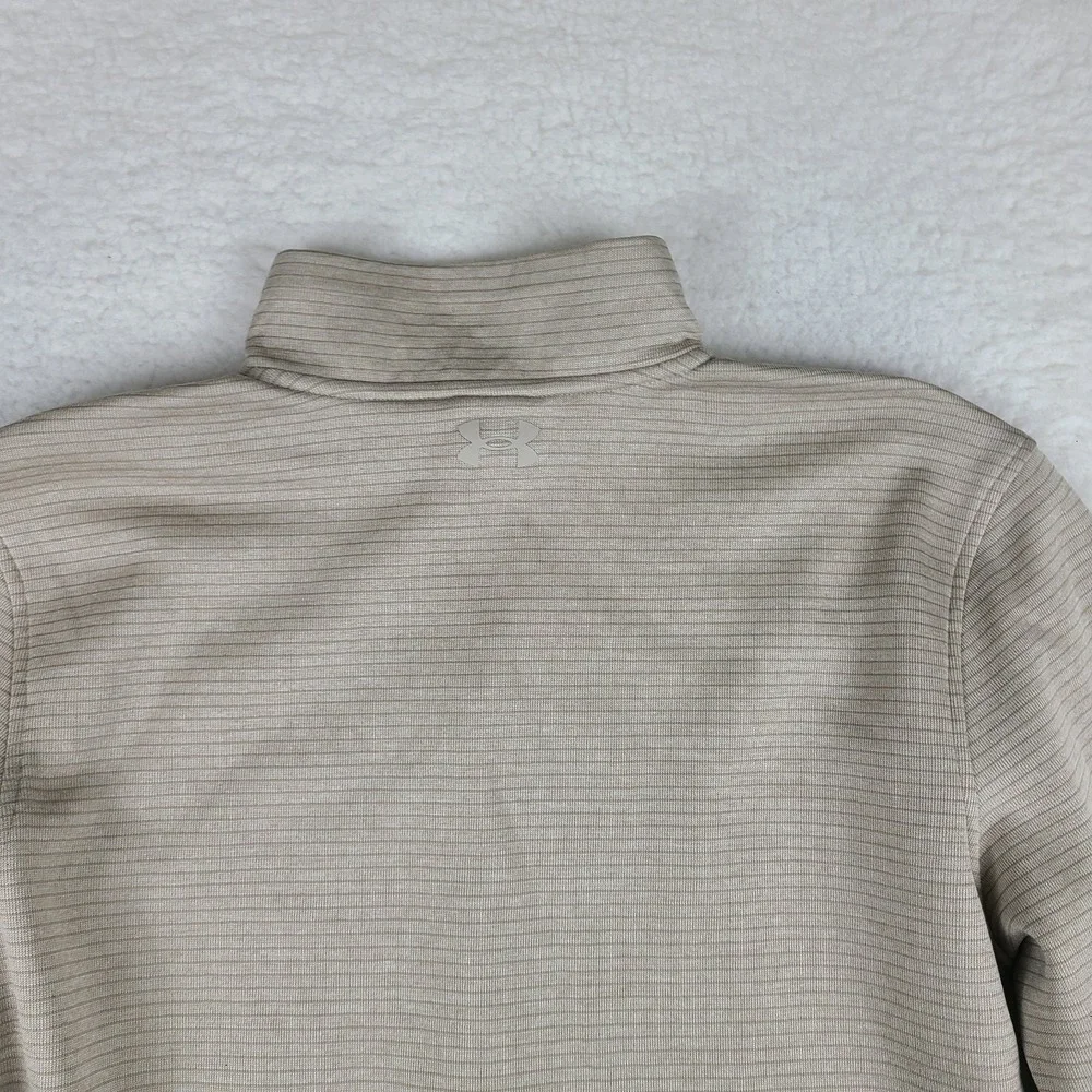 Under Armour Sweater Mens Large Beige Striped Performance‎ Storm Tech Golf